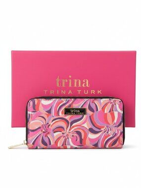 Trina Turk Sea Anemone Large Zip-Around Wallet NIB